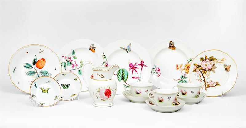 Appraisal: Miscellaneous Porcelain Articles Comprising a pitcher dated three shell-decorated cups