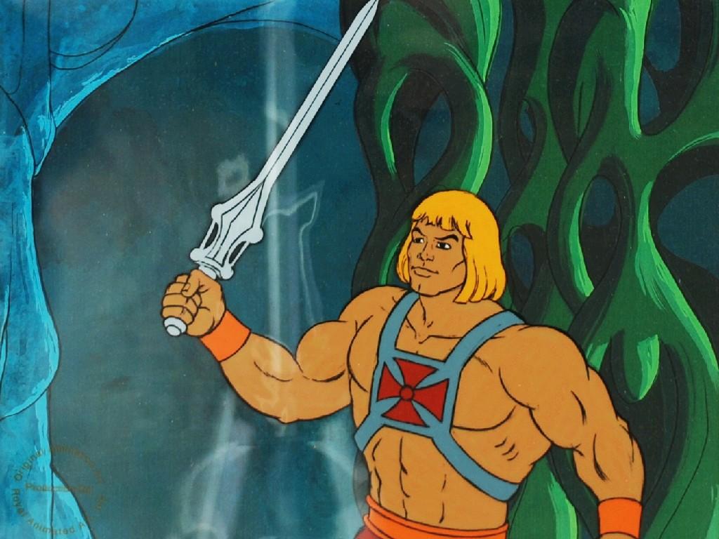 Appraisal: CIRCA 'HE MAN' ORIGINAL HAND PAINTED ANIMATION CEL X mounted