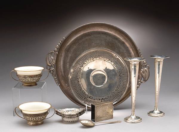 Appraisal: A group of sterling table articles and flatware Including Strasbourg