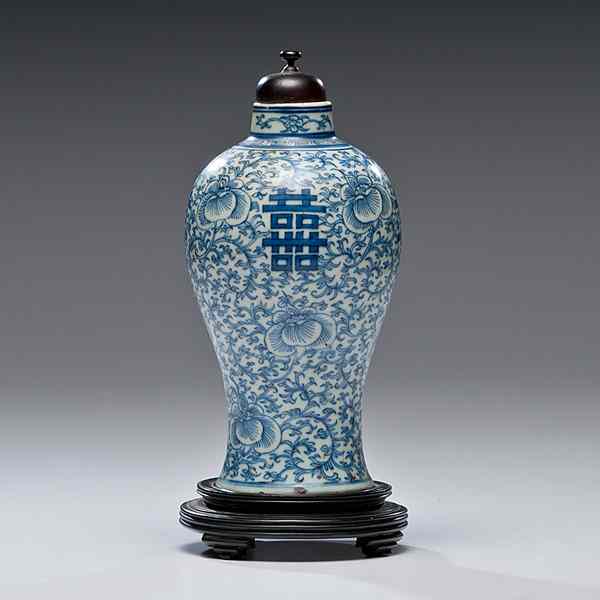 Appraisal: Chinese Double Happiness Vase Chinese a baluster form vase with