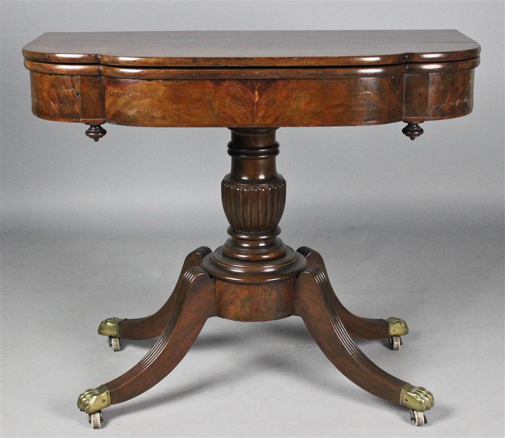 Appraisal: AMERICAN CLASSICAL CARVED MAHOGANY CARD TABLE BALTIMORE MD CIRCA having