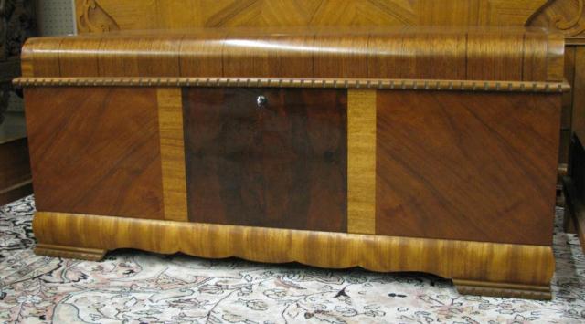 Appraisal: Vintage Lane Waterfall-style inlaid cedar chest '' w with lined