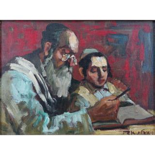 Appraisal: Adolf Adi Adler Israeli - Oil on canvas Rabbi and