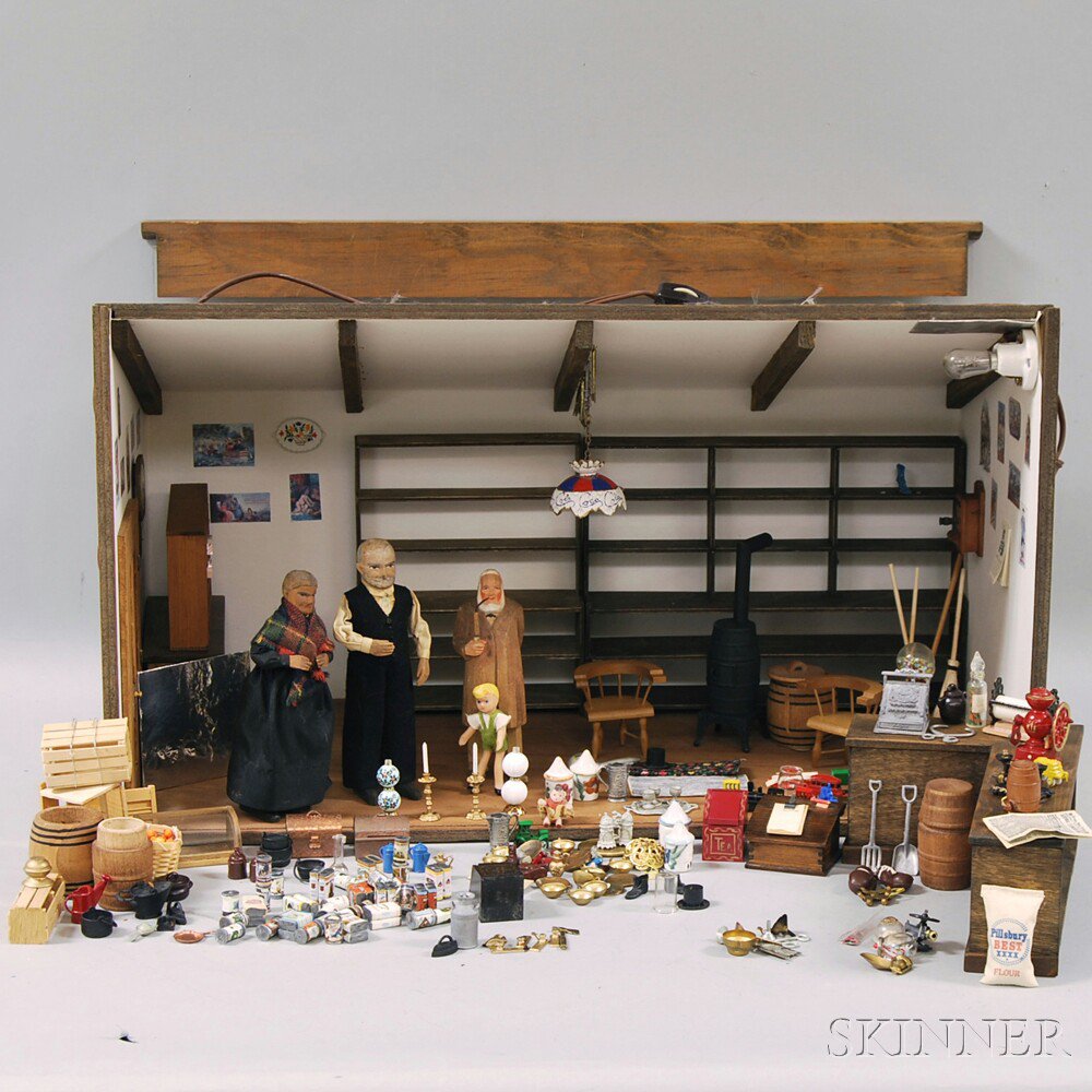 Appraisal: Wooden Diorama of a Country Store with a number of