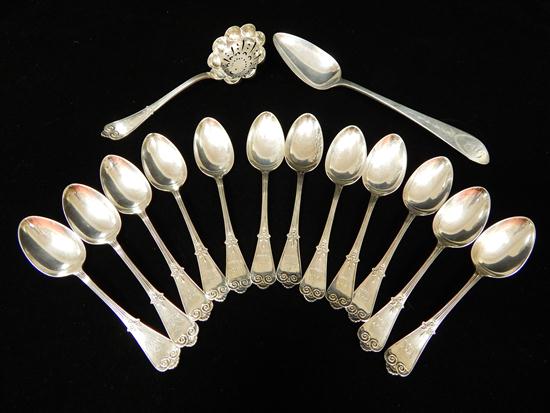 Appraisal: SILVER Tiffany Co flatware fourteen pieces all but one Beekman