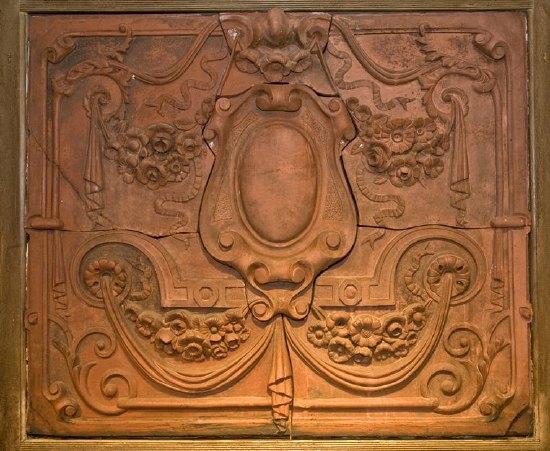 Appraisal: A th Century English terracotta panel wall plaque relief carved