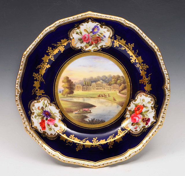 Appraisal: A Derby cabinet platepainted with a view of Kedleston Hall