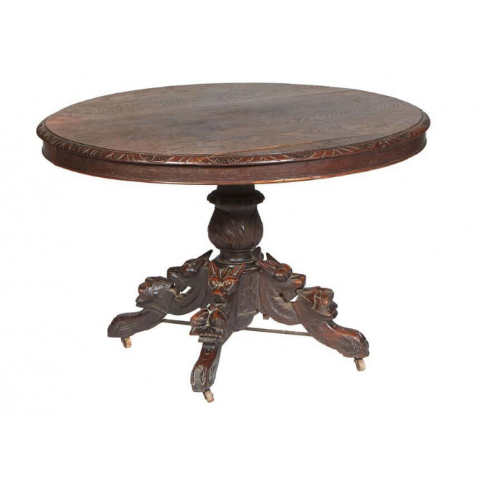 Appraisal: French Carved Oak Henri II Style Dining Table c the