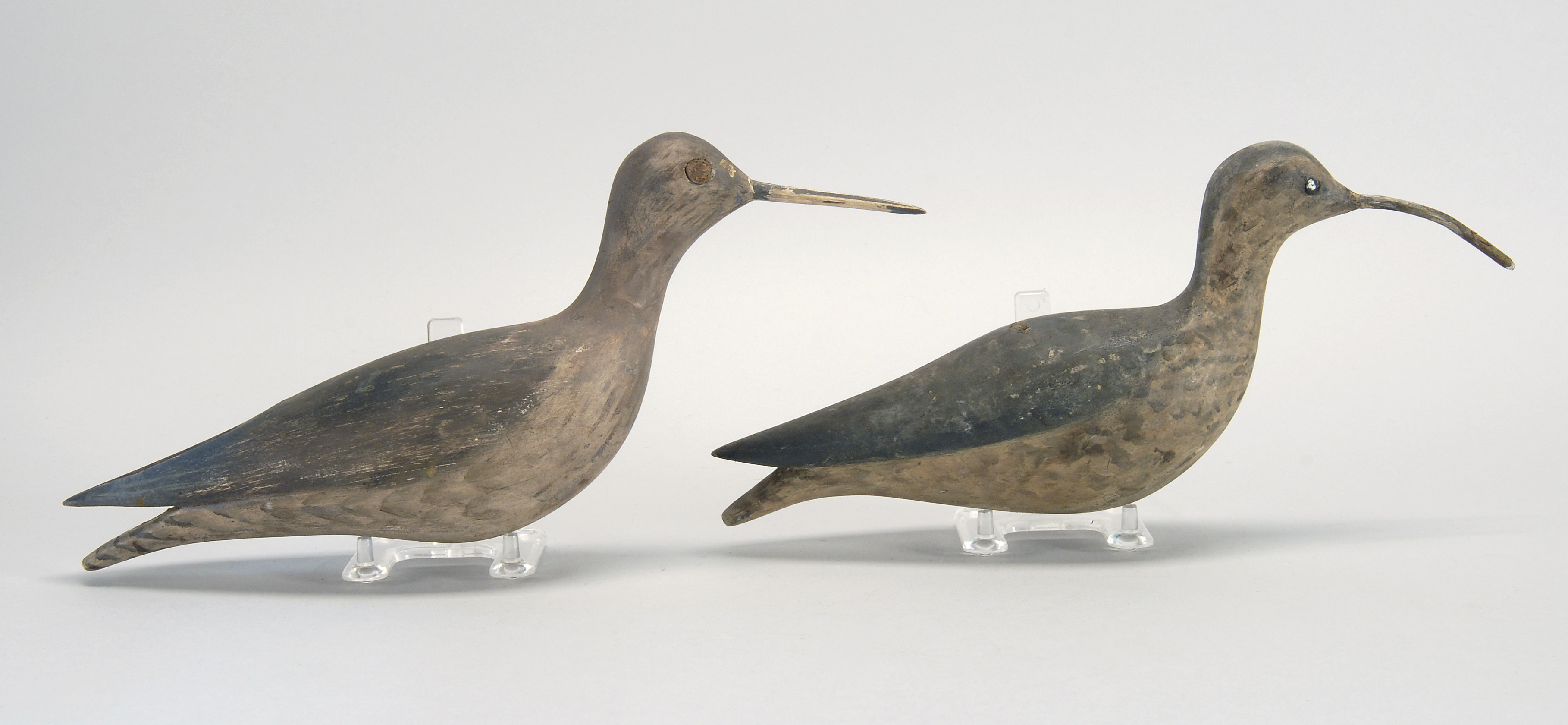 Appraisal: TWO MASSACHUSETTS SHOREBIRD DECOYS Makers unknown Both with tack eyes