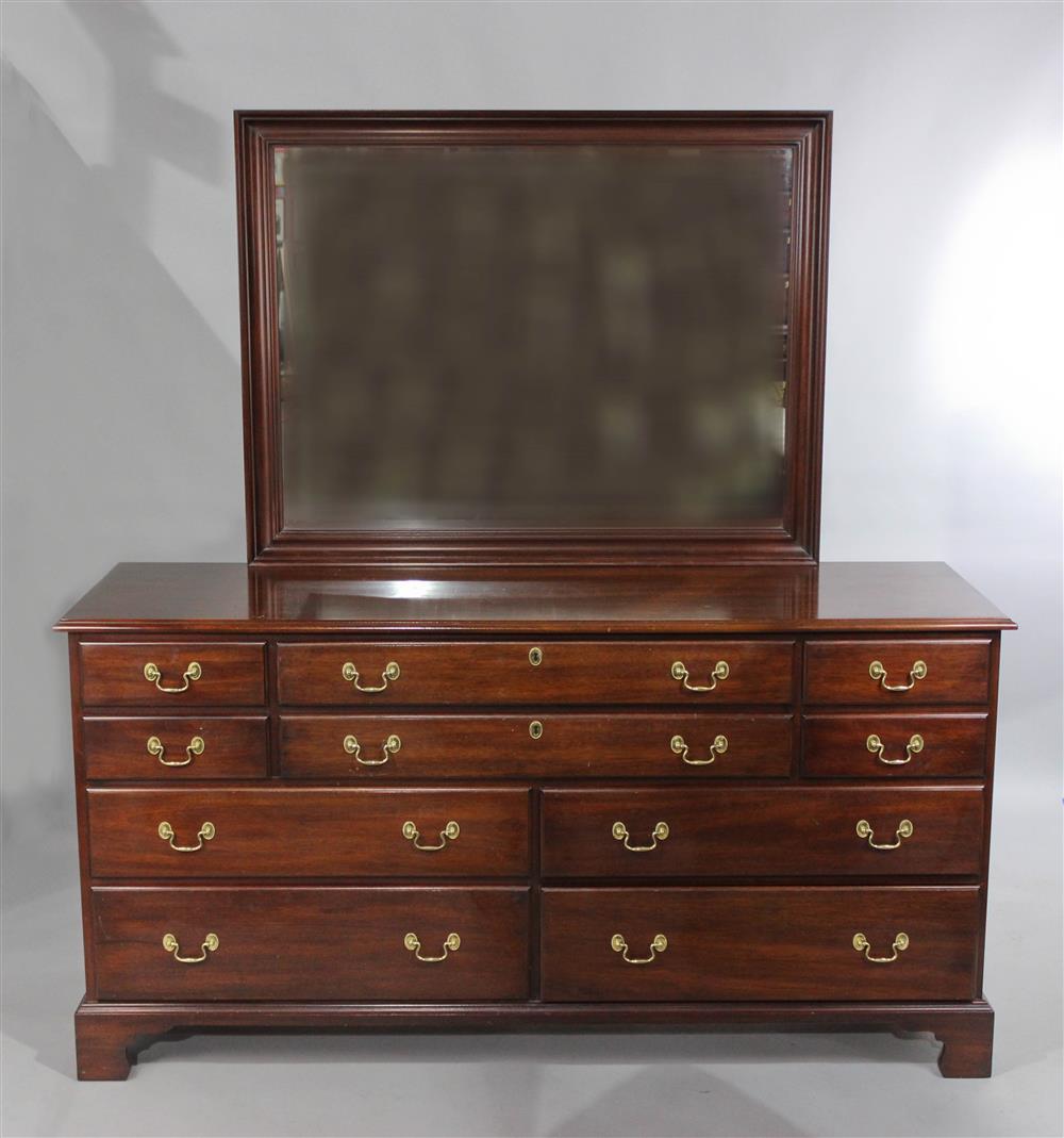 Appraisal: HENKEL HARRIS CHIPPENDALE STYLE MAHOGANY DOUBLE DRESSER WITH MIRROR molded