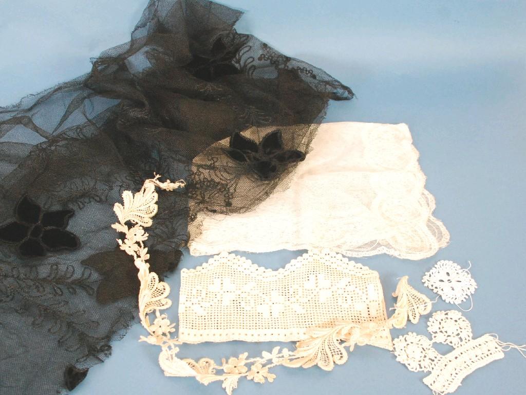 Appraisal: COLLECTION OF LACE NETS HAT VEILS AND BRAIDS AND COLLARSEST