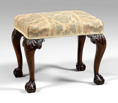 Appraisal: Chippendale style carved footstool mahogany with shell-carved knees and ball-and-claw