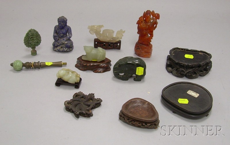 Appraisal: Seven Hardstone Items some with stands