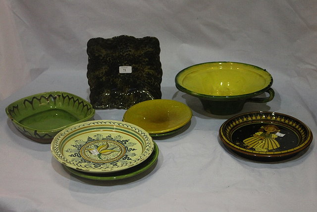 Appraisal: A COLLECTION OF SWISS AND OTHER CONTINENTAL POTTERY DISHES rustic