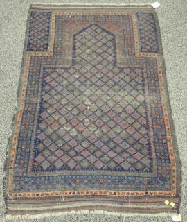 Appraisal: Belouch Oriental prayer rug wear ' x ' Belouch Oriental