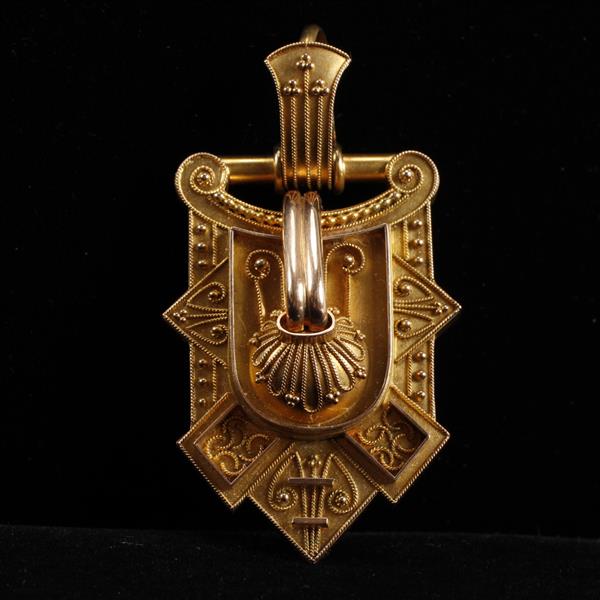 Appraisal: Aesthetic Victorian Gold Hair Receiver Locket Pendant with applied filigree