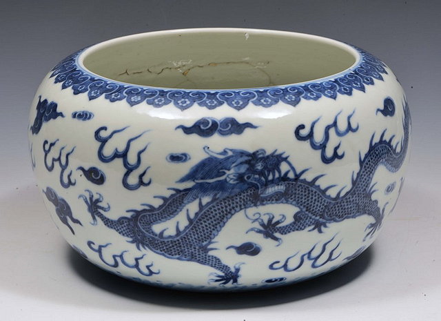 Appraisal: A CHINESE BLUE AND WHITE BOWL the exterior with five