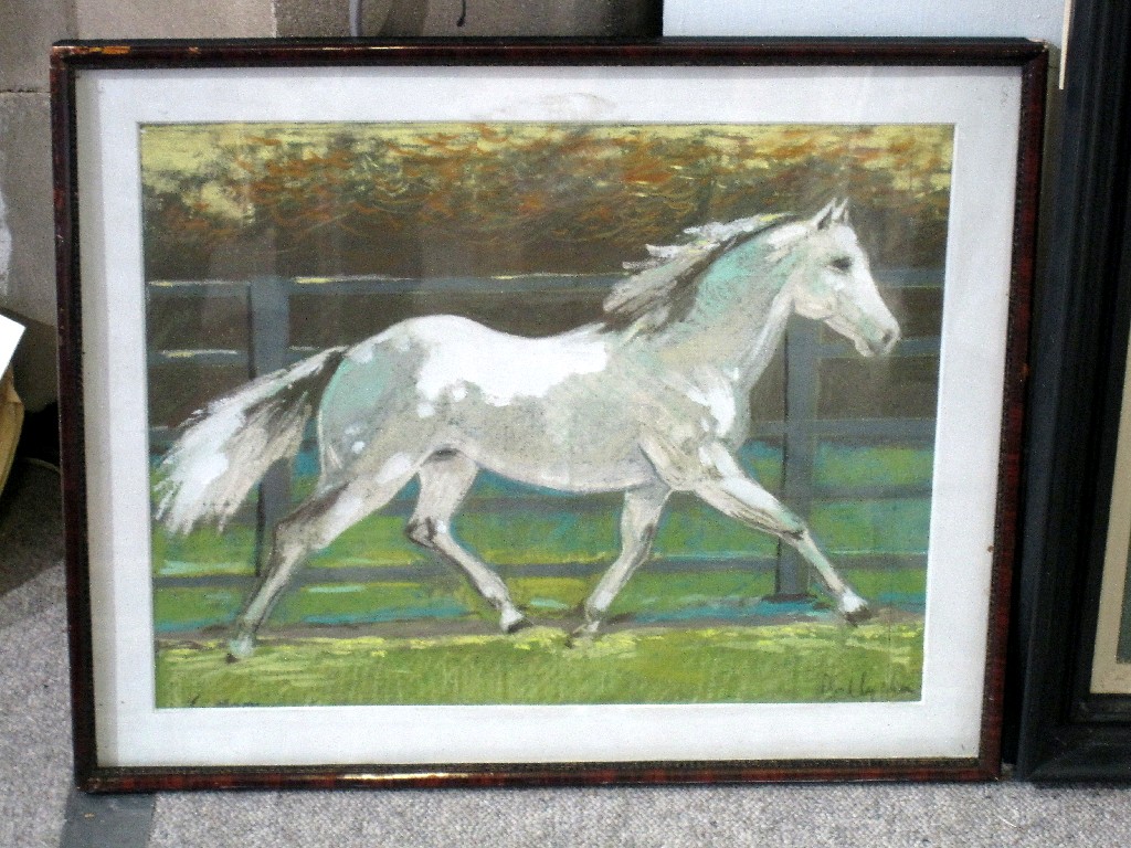 Appraisal: Mixed media of a horse trotting indistinctly signed or inscribed