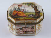 Appraisal: An Italian gilt metal mounted hexagonal ceramic box the lid