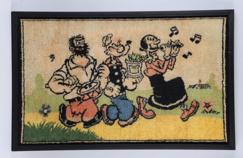 Appraisal: Early Popeye Character Doormat Rug Depicts Popeye Olive Oyl and