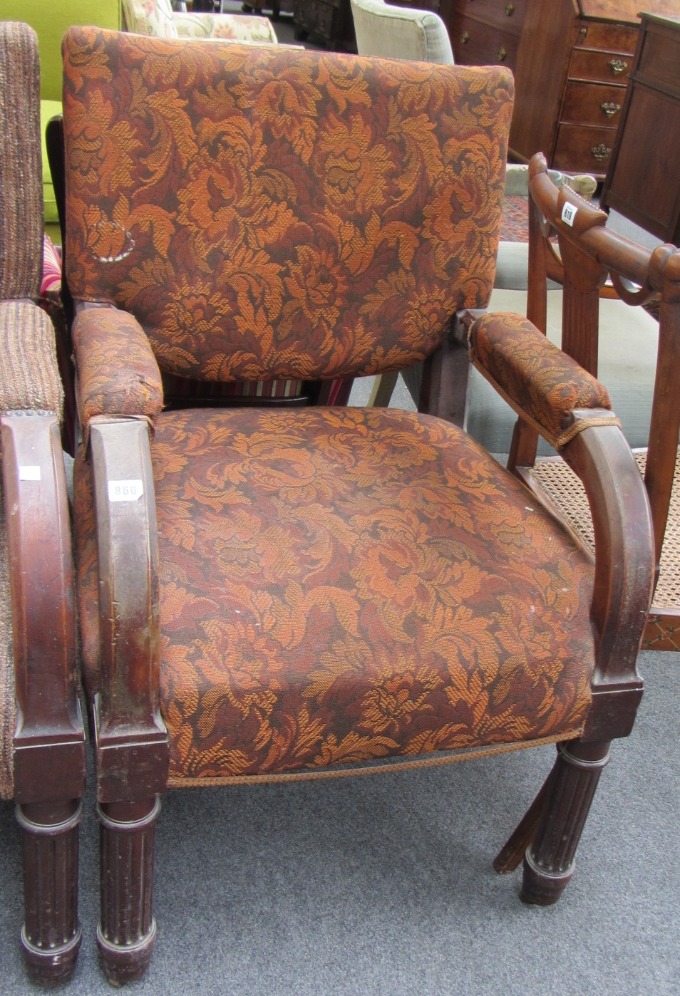 Appraisal: A pair of Victorian Gothic Revival armchairs with semi padded