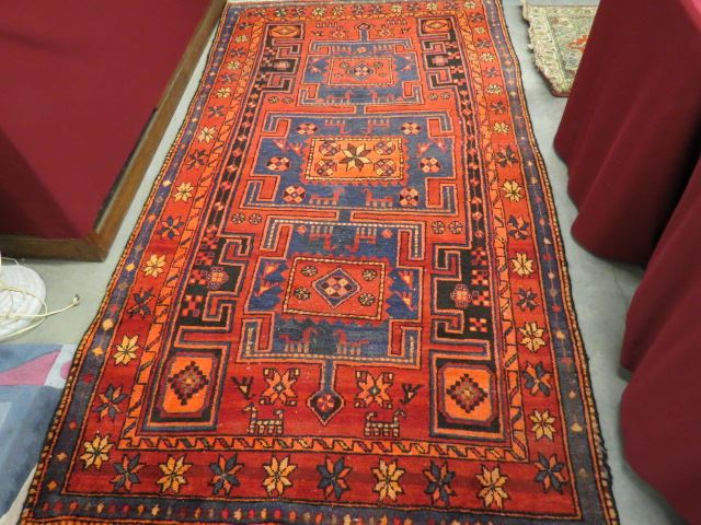 Appraisal: Heriz Type Persian Handmade Rug figures animals and stylized florals