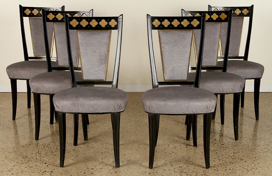 Appraisal: SET EBONIZED DINING CHAIRS C A set of six ebonized