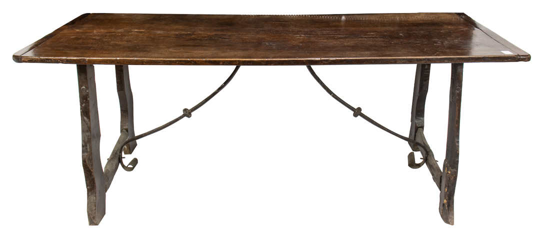 Appraisal: A SPANISH COLONIAL TRESTLE TABLE A Spanish Colonial trestle table