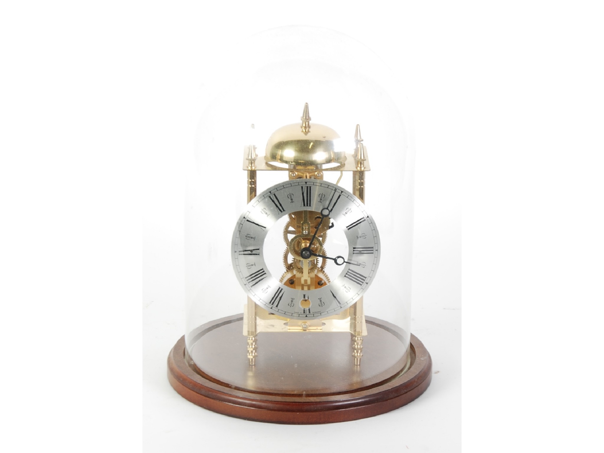 Appraisal: MODERN FRANZ HERMLE BRASS SKELETON MANTLE CLOCK the spring driven