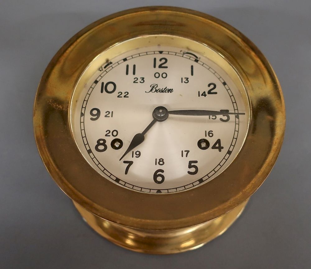 Appraisal: Brass Chelsea Ships Clock Brass Chelsea ships clock marked Boston