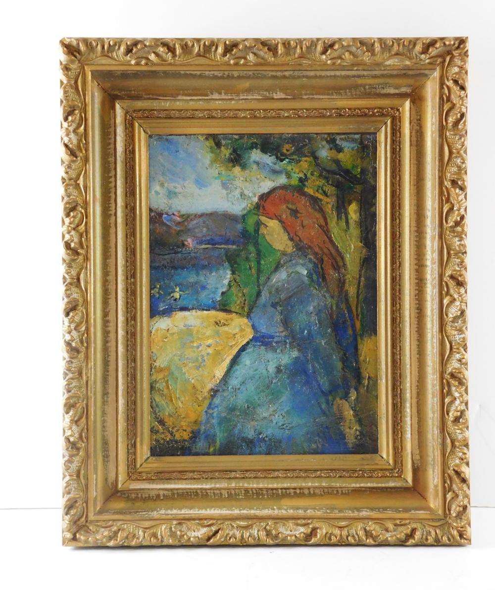 Appraisal: th C oil on board post impressionistic style a women