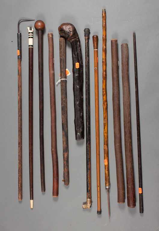 Appraisal: Selection of clubs canes and cane parts including a Zulu