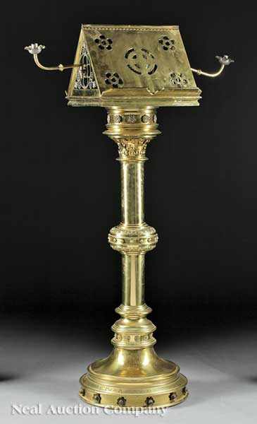 Appraisal: An Antique English Cast Brass Ecclesiastical Lectern dated reticulated book