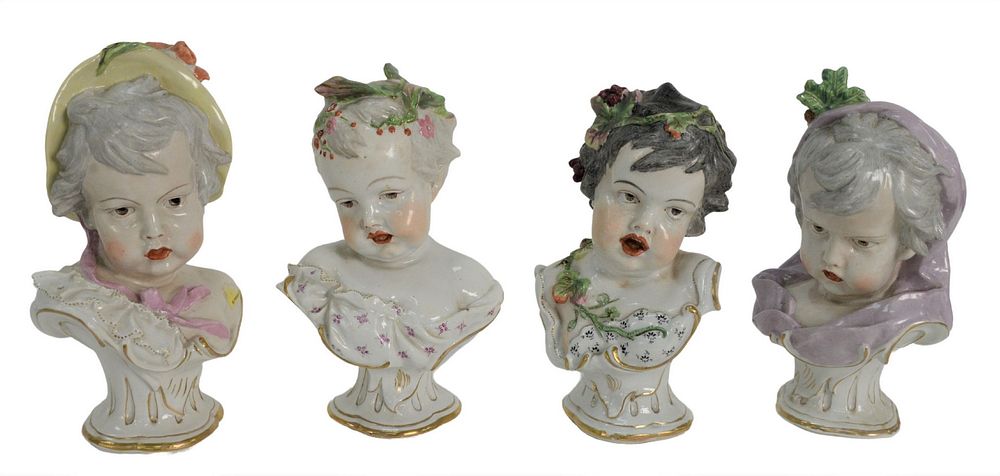 Appraisal: Set of Four Porcelain Baby Busts having matching bases tallest