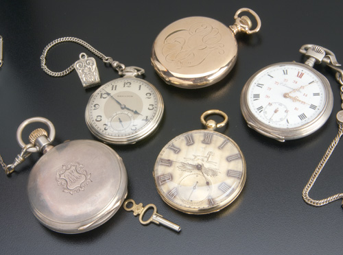 Appraisal: Five pocket watches Arnold Adams Co detached-lever full-jeweled keywind k