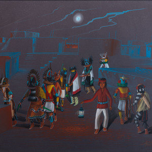 Appraisal: Brent Naha Hopi-Tewa - untitled katsina procession gouache on paper