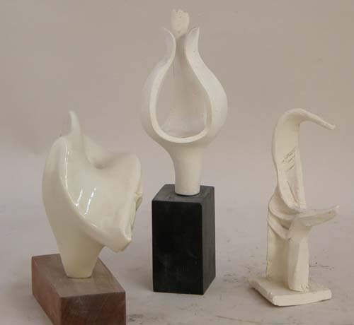 Appraisal: Three White Abstract Forms Ceramic on Ceramic Caplan Jerry x