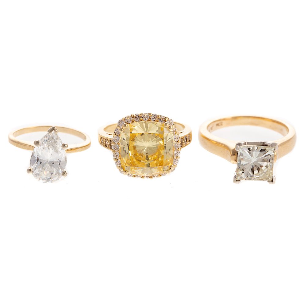 Appraisal: A Trio of CZ Fashion Rings in K K yellow