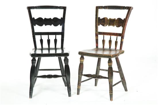 Appraisal: PAIR OF DECORATED CHAIRS Ohio River Valley - mixed wood