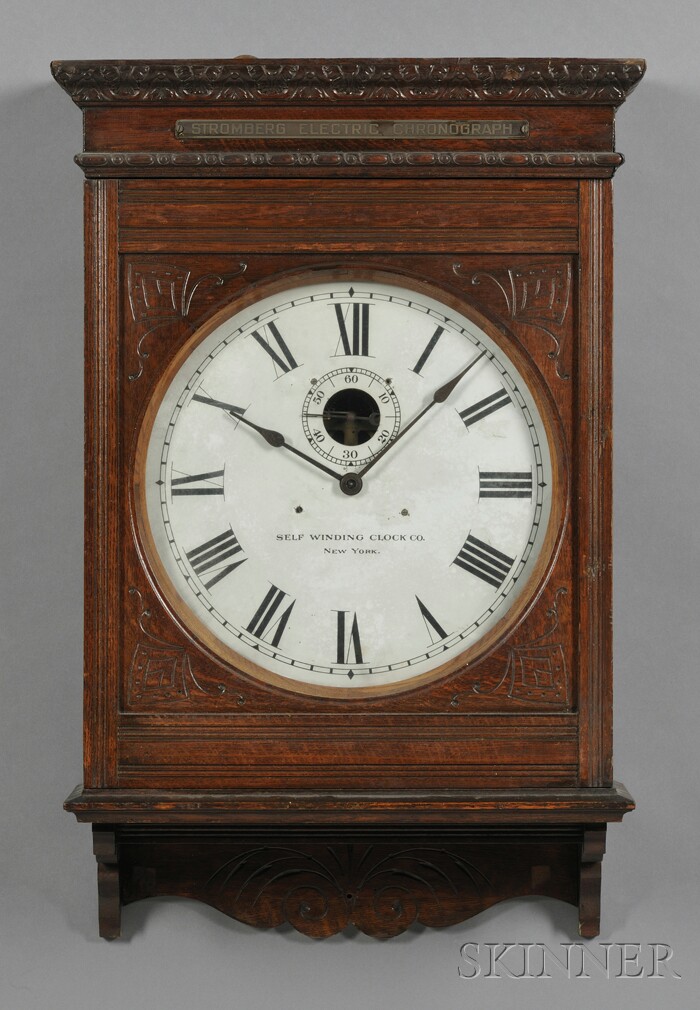 Appraisal: Self Winding Clock Company Oak Wall Clock New York the