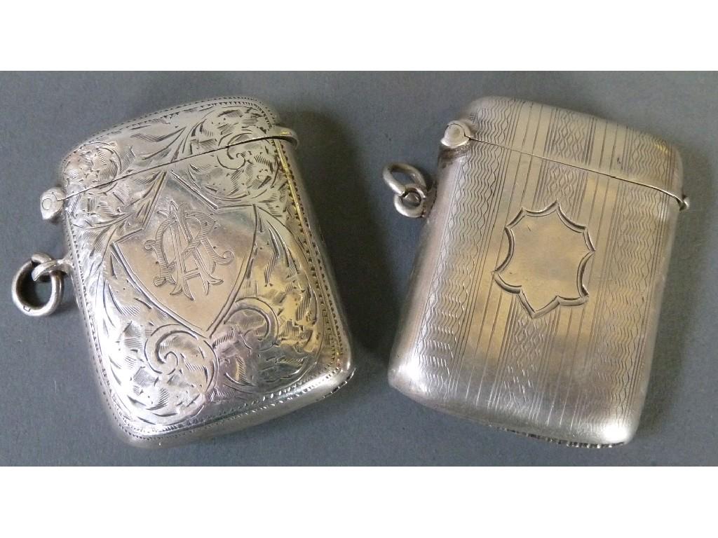 Appraisal: SILVER VESTA BOX curved oblong and foliate scroll engraved with