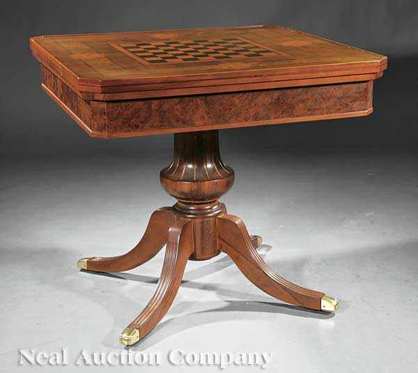 Appraisal: A George III-Style Inlaid Mahogany Games Table square lift off