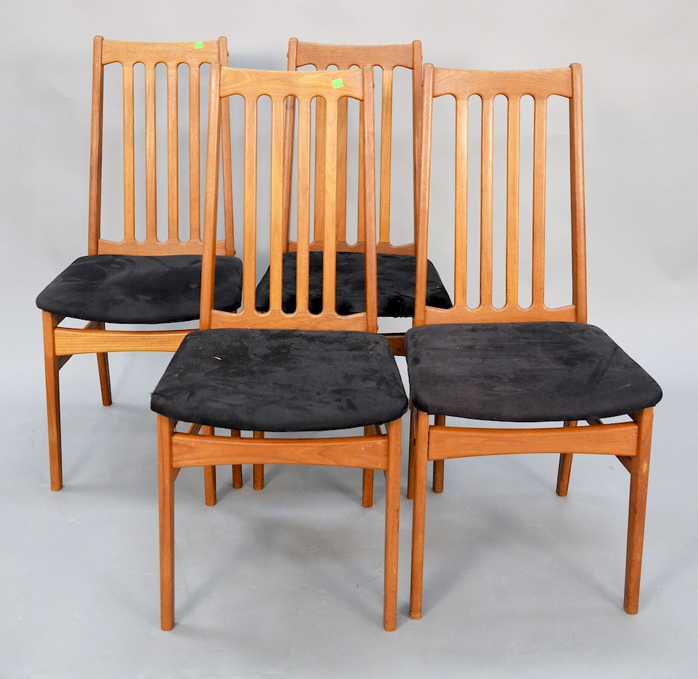 Appraisal: Set of four slat back Scandinavian teak dining chairs ht