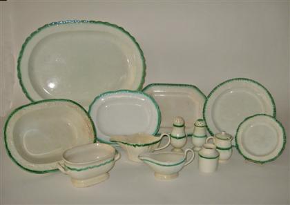 Appraisal: Large group of green decorated Leeds-type creamware england th century