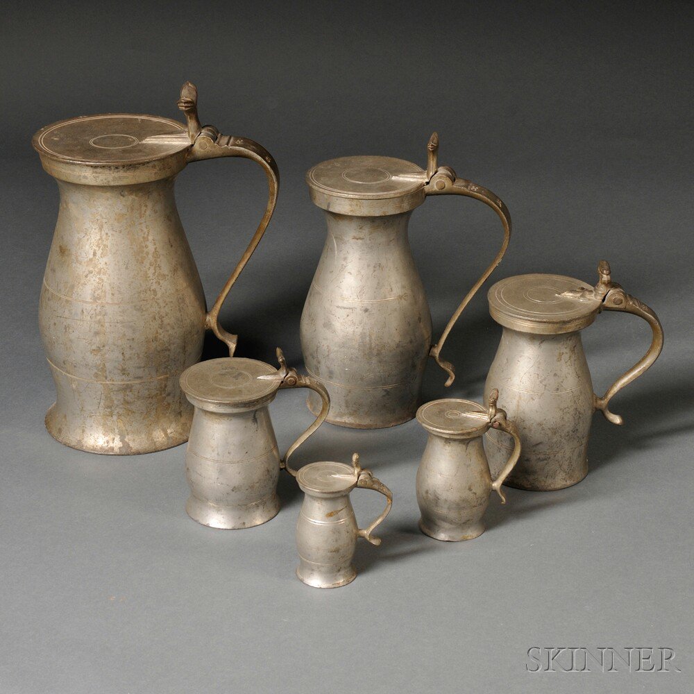 Appraisal: Six Graduated Pewter Measures probably England early th century assembled