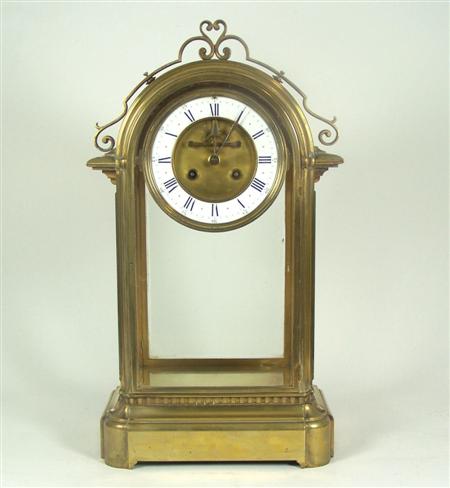 Appraisal: A th century gilt brass four glass mantel clock the