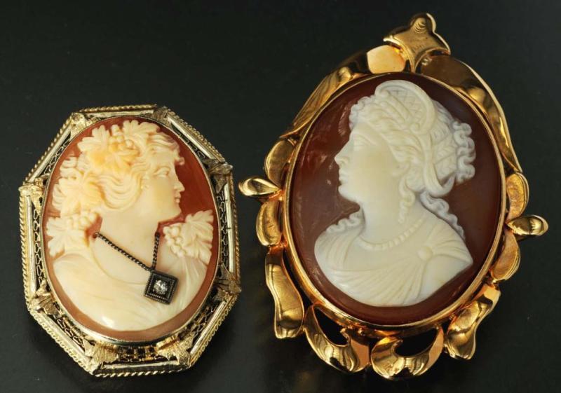 Appraisal: Lot of Antique K Gold Cameo Pins Description Includes one