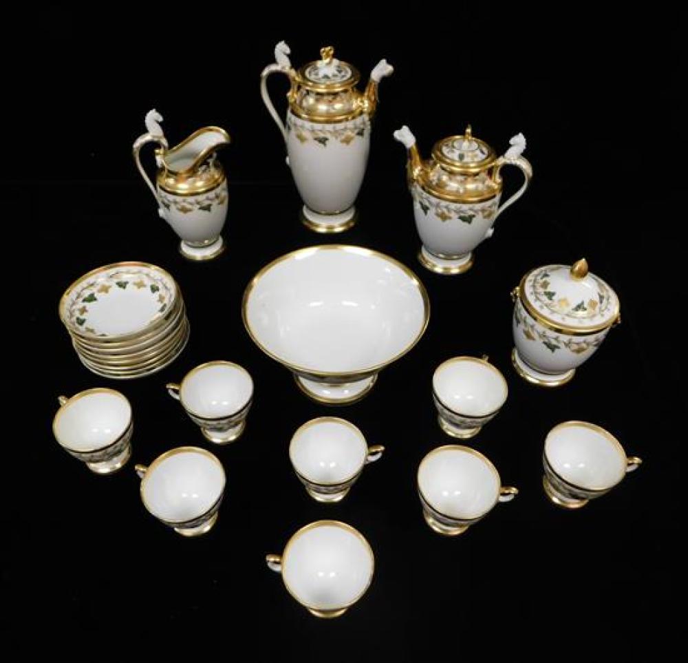 Appraisal: Porcelain tea and coffee service twenty-one pieces th C gilt