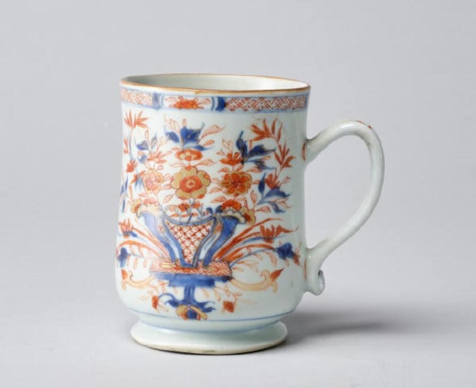 Appraisal: An imari coloured large porcelain tankard hand-painted in underglaze blue