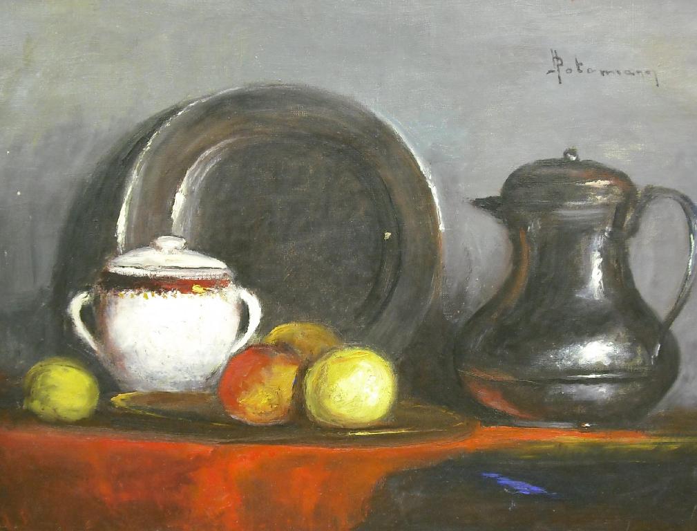 Appraisal: By J Potamiann th century Greek - still life with